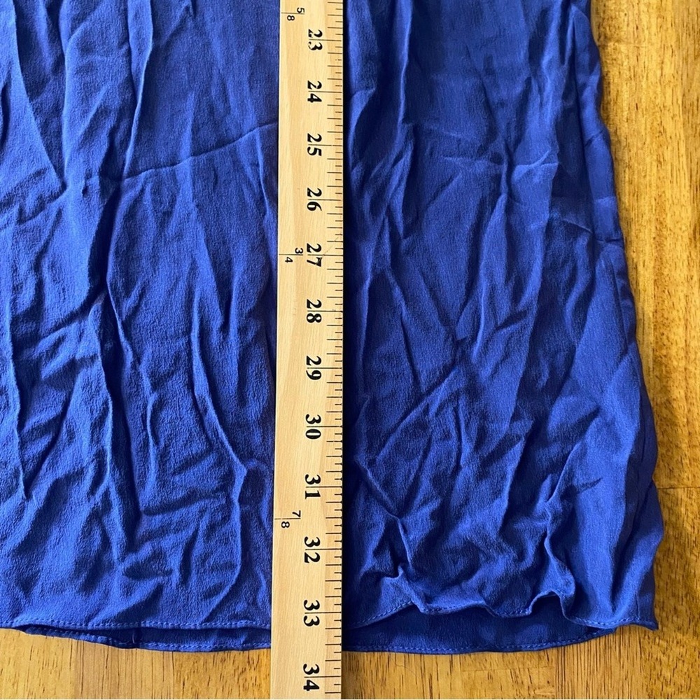 Geren Ford Women's Medium Blue Silk Mini Dress Square Neck Keyhole Back - Picture 11 of 11